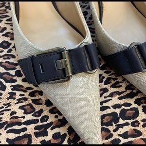 Nine West natural woven kitten heel w buckle NIB 9